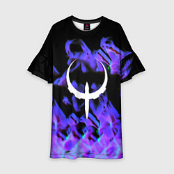 Платье клеш для девочки Квейк неоновый огонь, цвет: 3D-принт