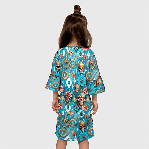 Детское платье Паттерн змеи и черепа / 3D-принт – фото 4