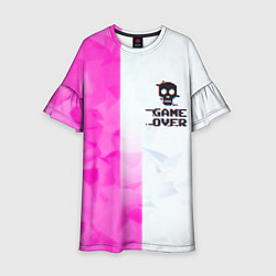 Платье клеш для девочки Game over pink abstraction, цвет: 3D-принт