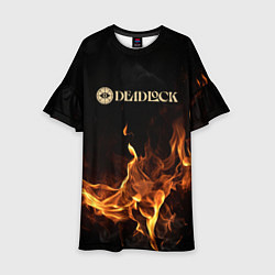 Платье клеш для девочки Deadlock logo на фоне огня, цвет: 3D-принт