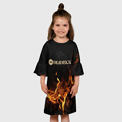 Платье клеш для девочки Deadlock logo на фоне огня, цвет: 3D-принт — фото 2