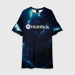 Платье клеш для девочки Deadlock logo синие молнии, цвет: 3D-принт