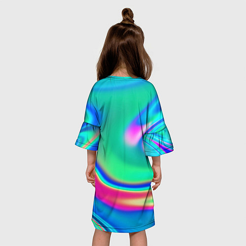 Детское платье Неоновые голографические краски - светло-голубоват / 3D-принт – фото 4