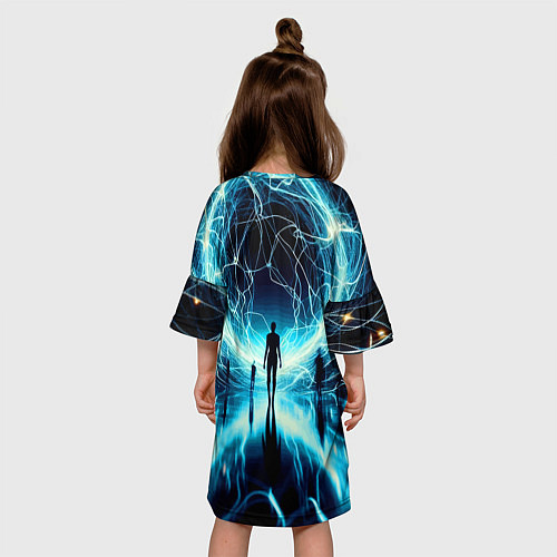 Детское платье Человек и неоновая планета - нейроарт / 3D-принт – фото 4
