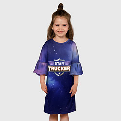 Платье клеш для девочки Star Trucker logo space, цвет: 3D-принт — фото 2