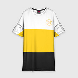 Платье клеш для девочки Мы русские с нами Бог НИКА желтая патриоты, цвет: 3D-принт