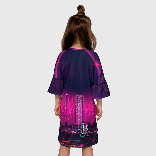Детское платье DJ monkey - Neon city / 3D-принт – фото 4