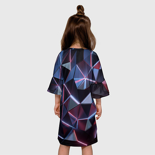 Детское платье Неоновые геометрические плиты / 3D-принт – фото 4