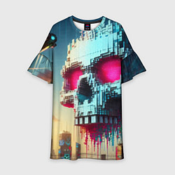 Платье клеш для девочки Cool pixel skull - ai art fantasy, цвет: 3D-принт