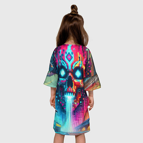 Детское платье Фантастический череп небоскрёб - нейроарт / 3D-принт – фото 4