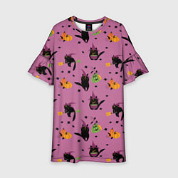 Детское платье Хэллоуин и кот ведьмы