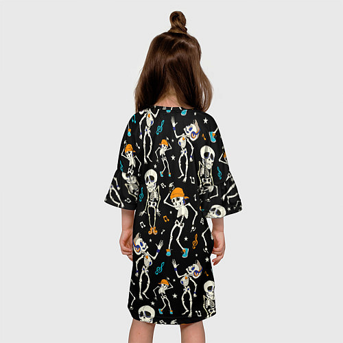 Детское платье Танцующие скелетики паттерн / 3D-принт – фото 4