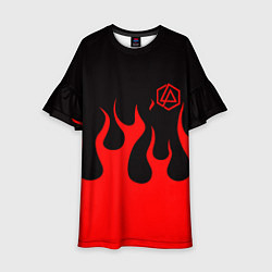 Платье клеш для девочки Linkin park logo fire, цвет: 3D-принт