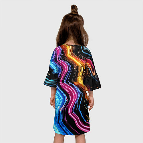 Детское платье Неоновые полосы - нейроарт / 3D-принт – фото 4