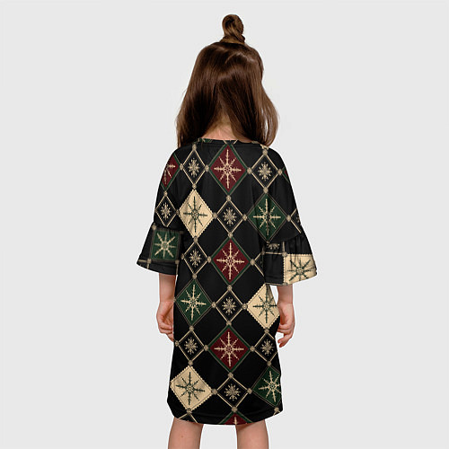 Детское платье Паттерн из снежинок на темном фоне / 3D-принт – фото 4