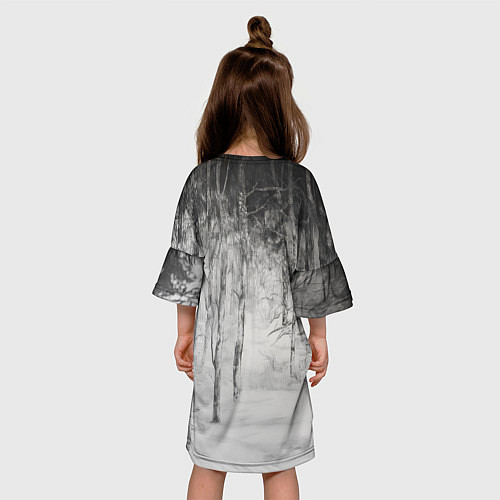 Детское платье Серый лис в снежном лесу / 3D-принт – фото 4