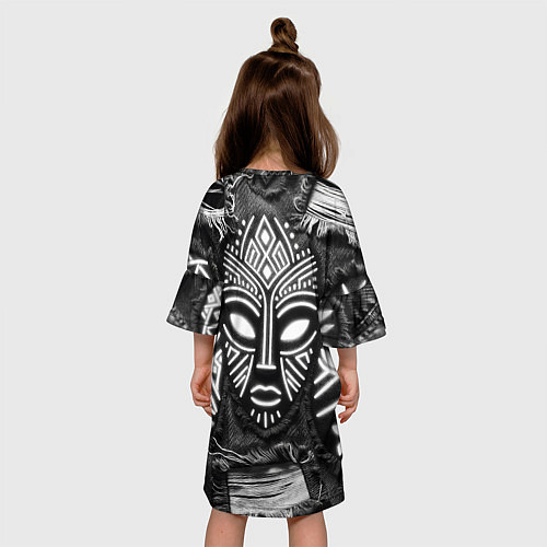 Детское платье Африканские маски на пэчворк дениме / 3D-принт – фото 4