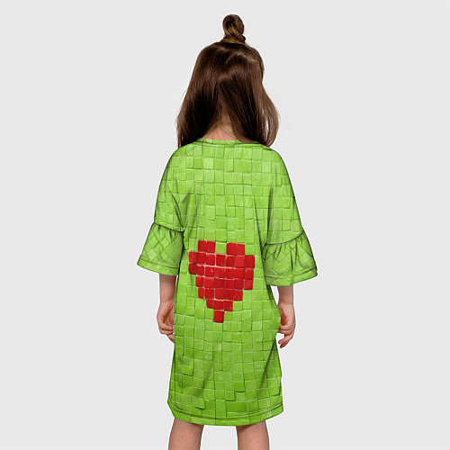 Детское платье Мелкая салатовая плитка сердце / 3D-принт – фото 4