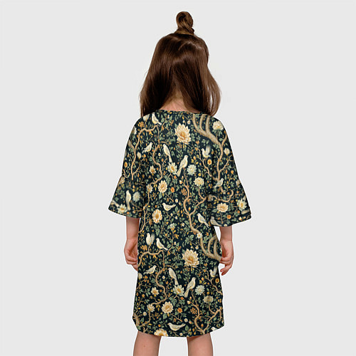 Детское платье Узор с птицами зеленый / 3D-принт – фото 4