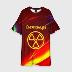 Платье клеш для девочки Чернобыль лайт стрипсы, цвет: 3D-принт