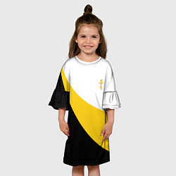 Платье клеш для девочки Мы русские с нами Бог малый желтый крест Николай I, цвет: 3D-принт — фото 2