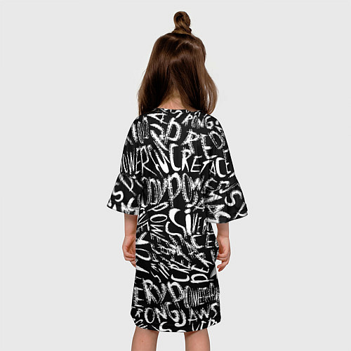 Детское платье Надписи абстрактные / 3D-принт – фото 4