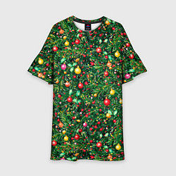 Детское платье Разноцветные шары на ёлке