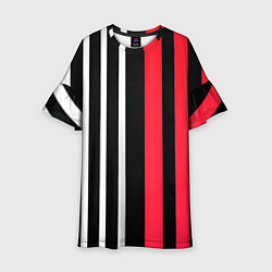 Детское платье Вертикальные полосы триколор красный