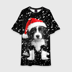 Платье клеш для девочки Новогодний милый щенок, цвет: 3D-принт