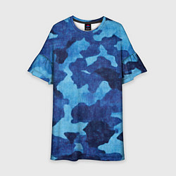 Детское платье Синий камуфляж