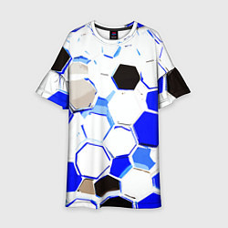 Детское платье Чёрно-синие шестиугольники на белом фоне