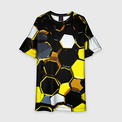 Детское платье Жёлто-белые шестиугольники на чёрном фоне