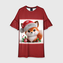 Платье клеш для девочки Милый новогодний лесенок ИИ, цвет: 3D-принт