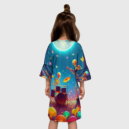 Детское платье Квинтет скелетов музицирует на грибной поляне / 3D-принт – фото 4