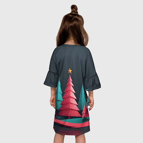 Детское платье Новогодний ночной лес / 3D-принт – фото 4