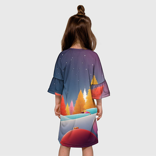 Детское платье Яркие новогодние елки / 3D-принт – фото 4