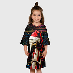 Платье клеш для девочки Санта Клаус - инопланетянин, цвет: 3D-принт — фото 2