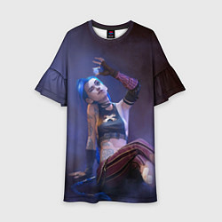 Платье клеш для девочки Джинкс эффект дыма, цвет: 3D-принт