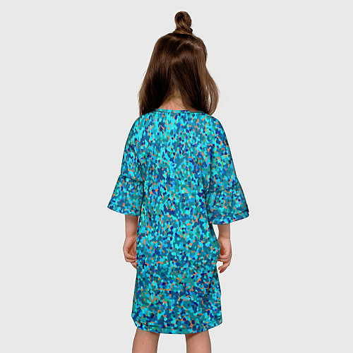 Детское платье Сине-голубой пуантилизм / 3D-принт – фото 4