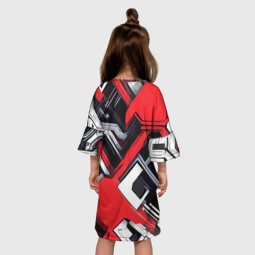 Детское платье Красно-белый техно паттерн / 3D-принт – фото 4