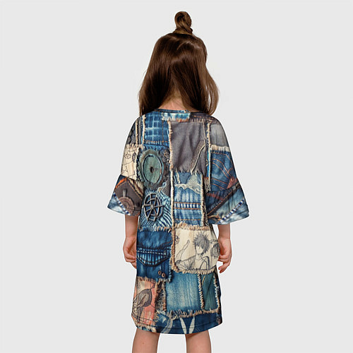 Детское платье Аниме пэчворк деним / 3D-принт – фото 4