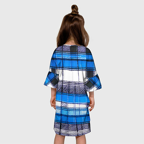 Детское платье Чёрные полосы на сине-белом фоне / 3D-принт – фото 4