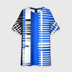 Детское платье White stripes on a black and blue background