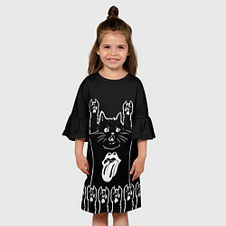 Платье клеш для девочки Rolling Stones: cat rock, цвет: 3D-принт — фото 2
