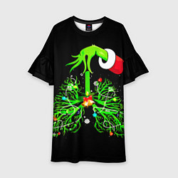 Платье клеш для девочки Гринч похищает сердца, цвет: 3D-принт