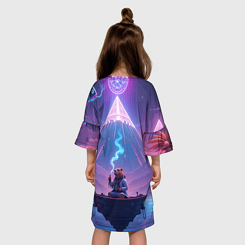 Детское платье Психоделическая капибара / 3D-принт – фото 4