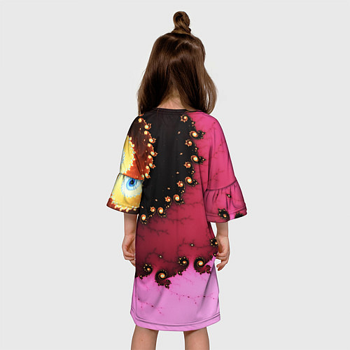 Детское платье Фрактал узор розовый / 3D-принт – фото 4