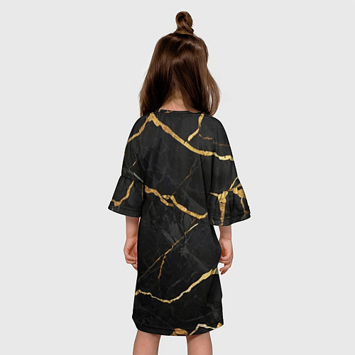 Детское платье Черный мрамор с золотыми прожилками / 3D-принт – фото 4