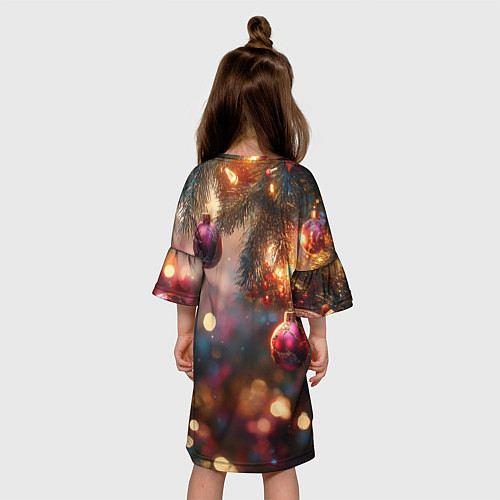 Детское платье Фиолетовые новогодние шары / 3D-принт – фото 4