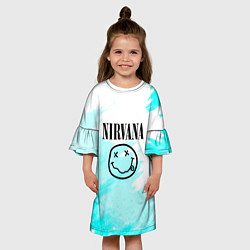 Платье клеш для девочки Nirvana rock music color, цвет: 3D-принт — фото 2